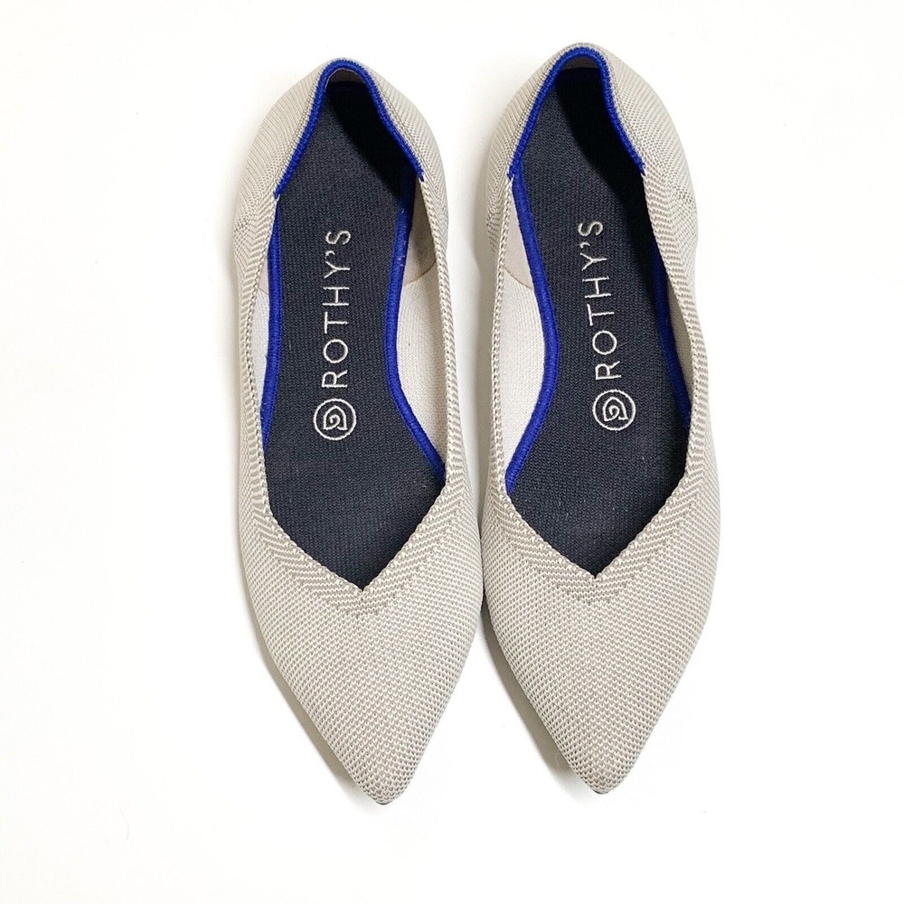 Rothy’s The Point Flats 8 Birdseye Light Gray Slip On